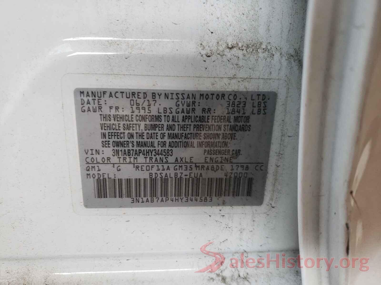 3N1AB7AP4HY344583 2017 NISSAN SENTRA