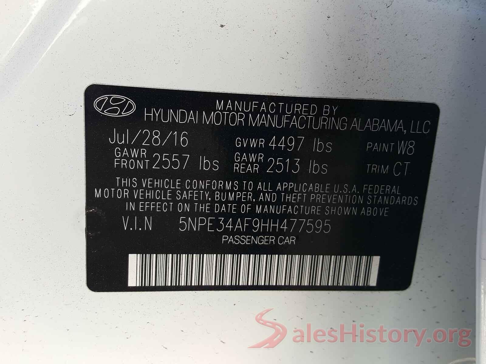 5NPE34AF9HH477595 2017 HYUNDAI SONATA