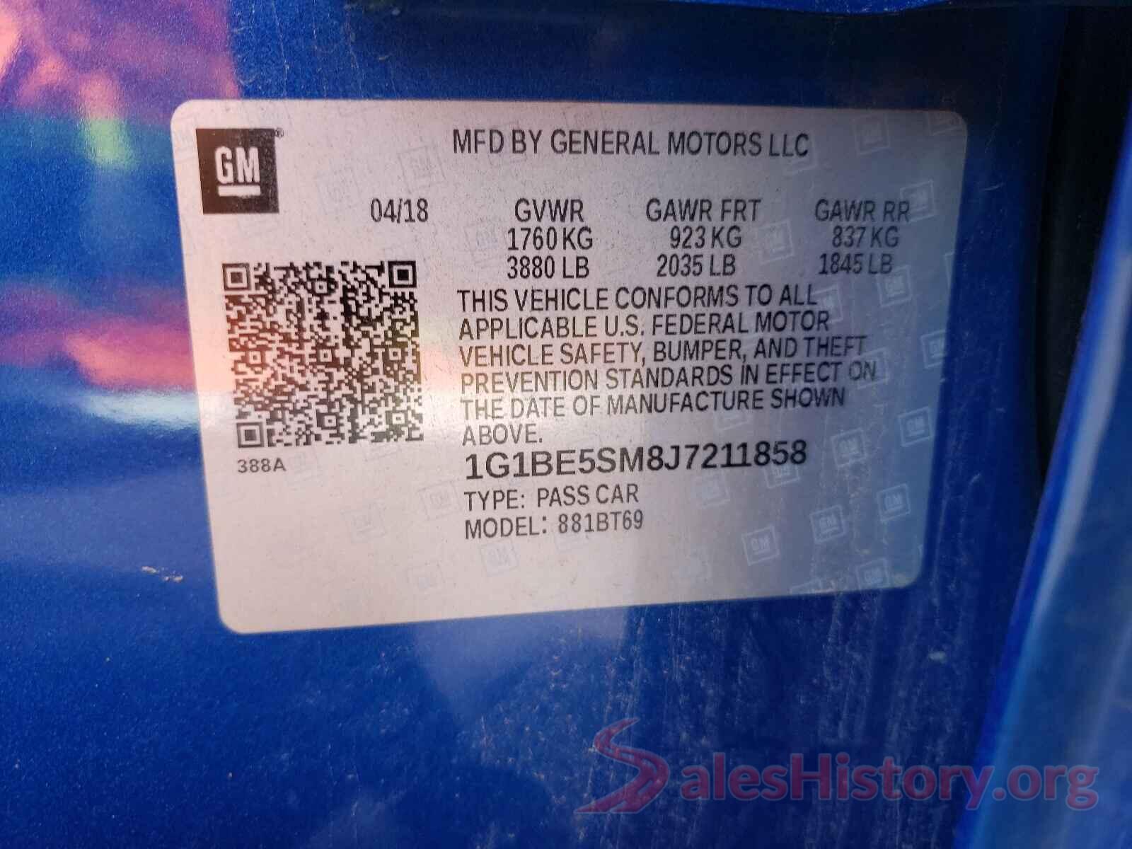 1G1BE5SM8J7211858 2018 CHEVROLET CRUZE