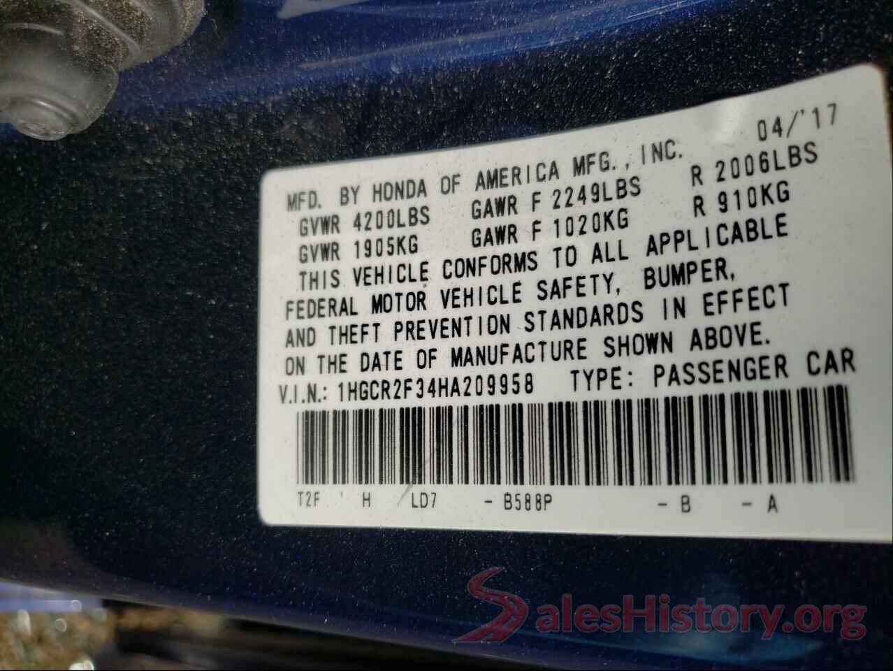 1HGCR2F34HA209958 2017 HONDA ACCORD