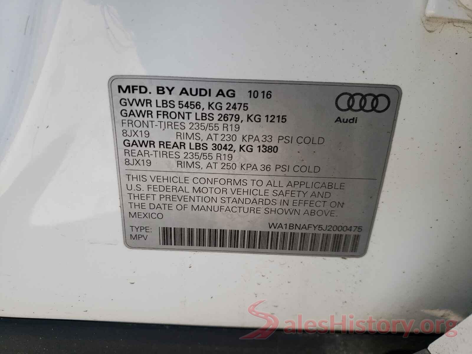 WA1BNAFY5J2000475 2018 AUDI Q5