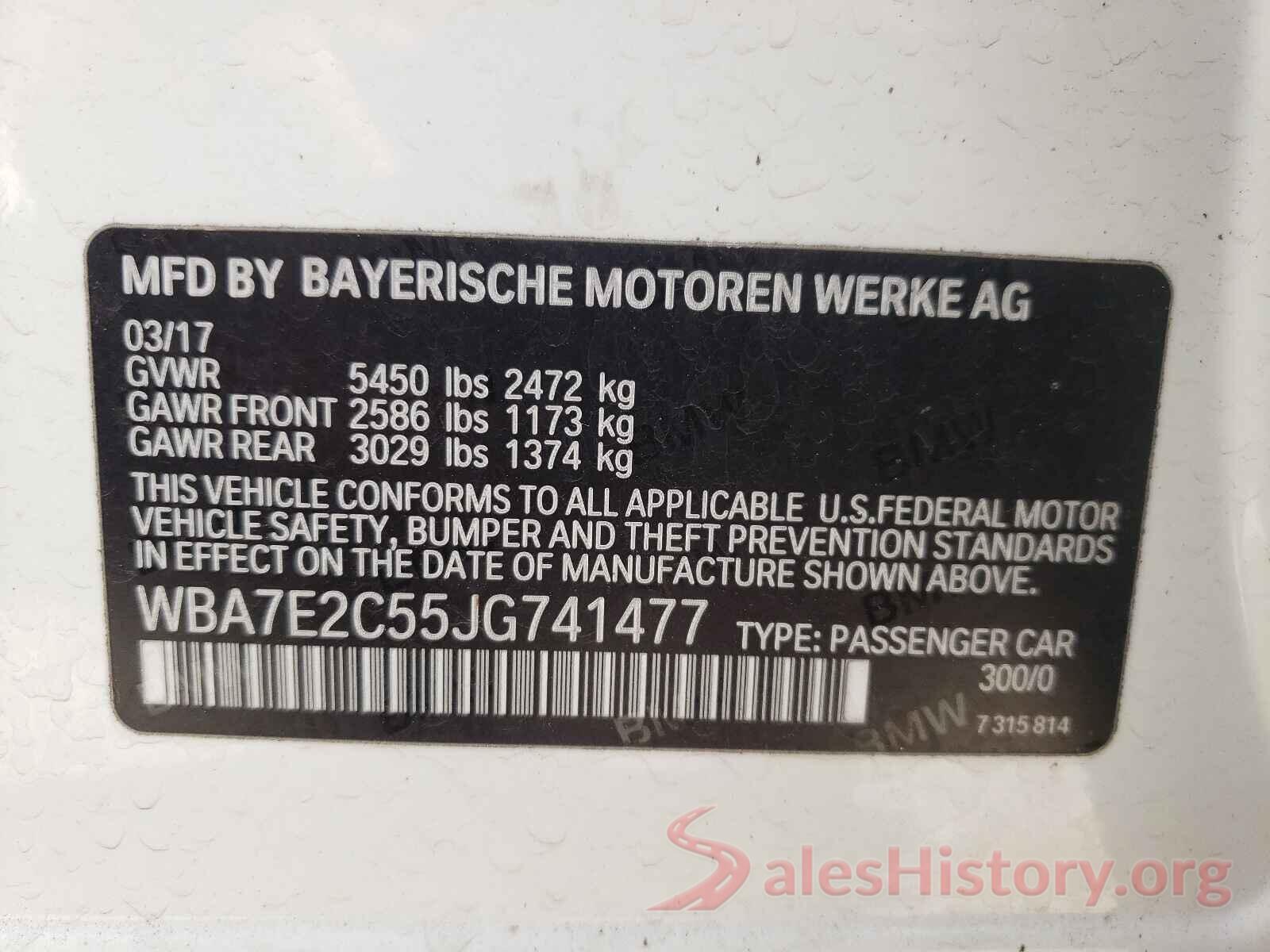 WBA7E2C55JG741477 2018 BMW 7 SERIES