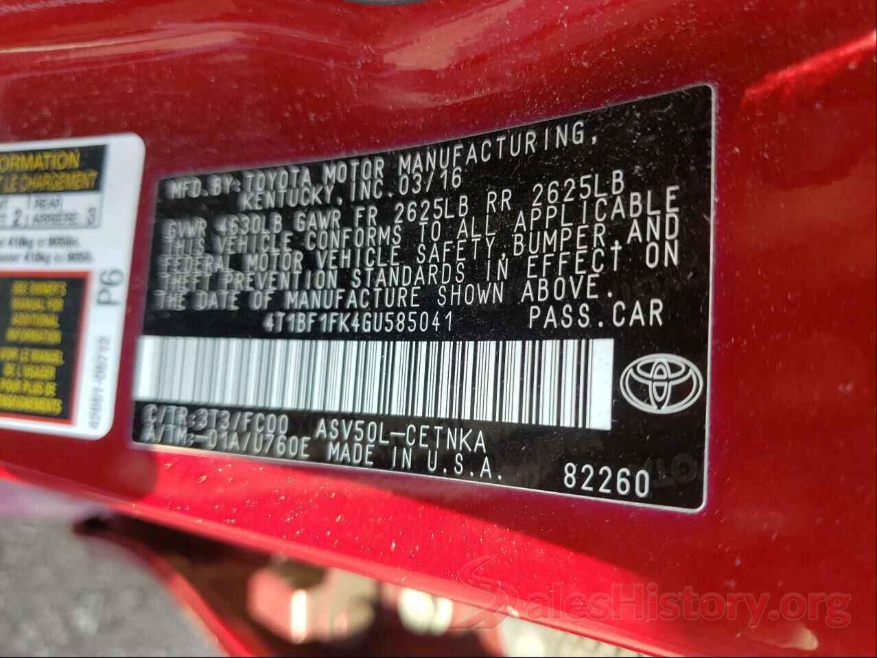 4T1BF1FK4GU585041 2016 TOYOTA CAMRY