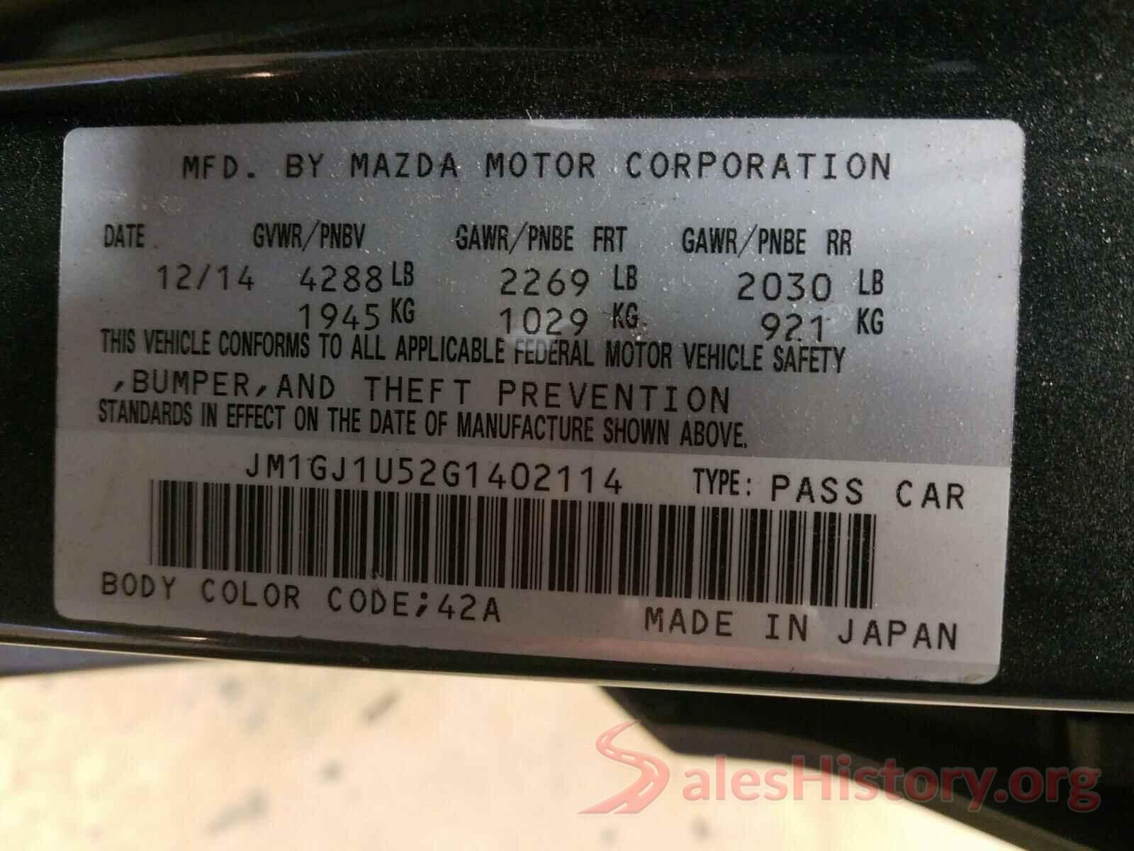 JM1GJ1U52G1402114 2016 MAZDA 6