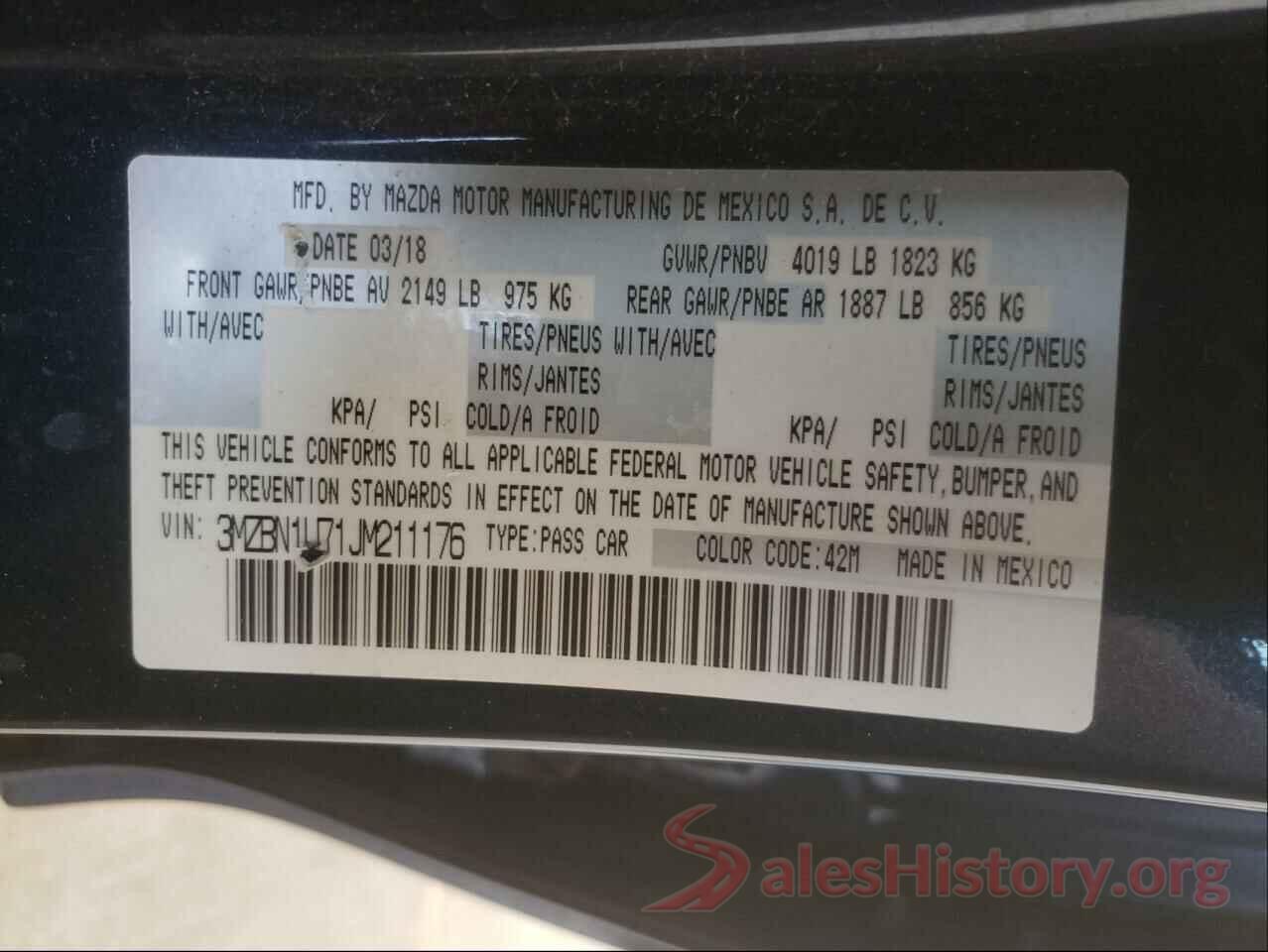 3MZBN1U71JM211176 2018 MAZDA 3