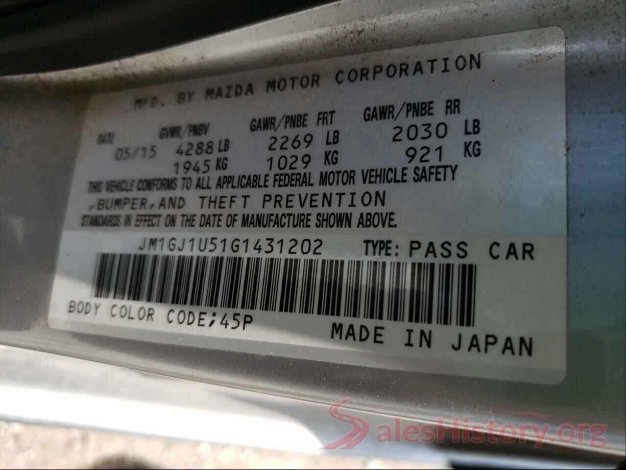 JM1GJ1U51G1431202 2016 MAZDA 6