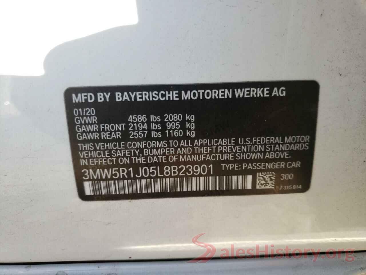 3MW5R1J05L8B23901 2020 BMW 3 SERIES