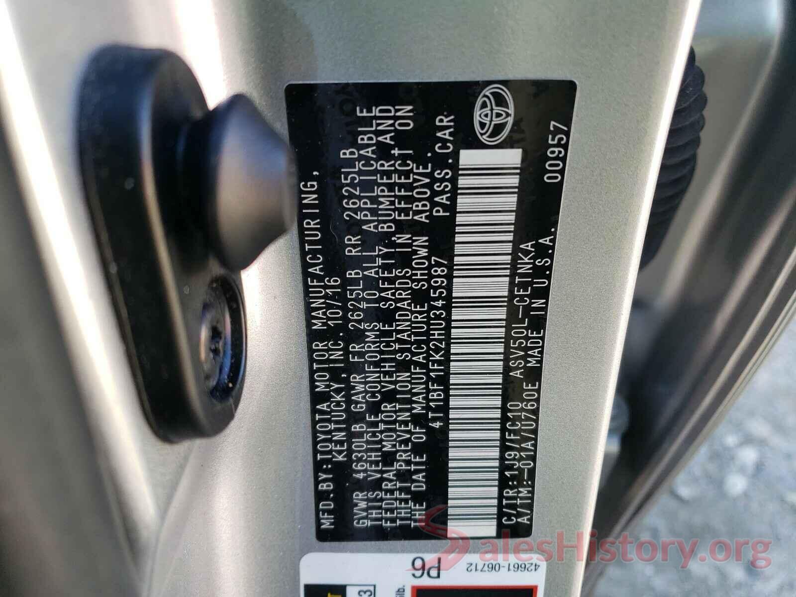 4T1BF1FK2HU345987 2017 TOYOTA CAMRY