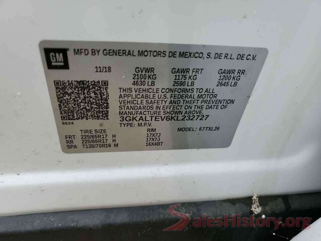 3GKALTEV6KL232727 2019 GMC TERRAIN