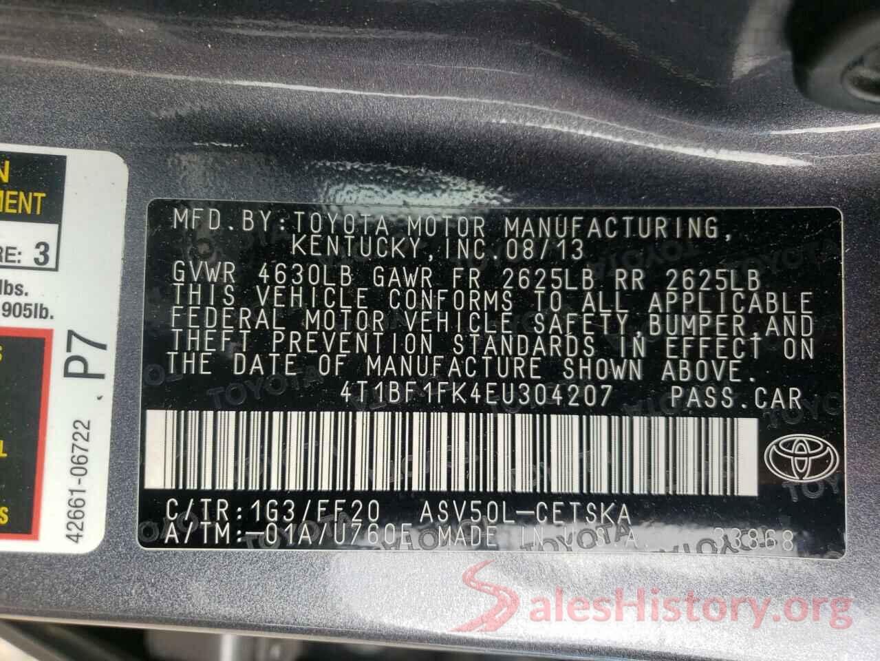 4T1BF1FK4EU304207 2014 TOYOTA CAMRY