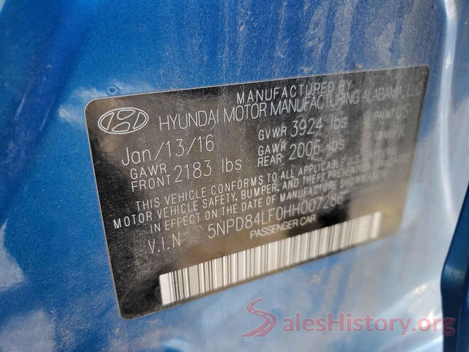 5NPD84LF0HH007286 2017 HYUNDAI ELANTRA