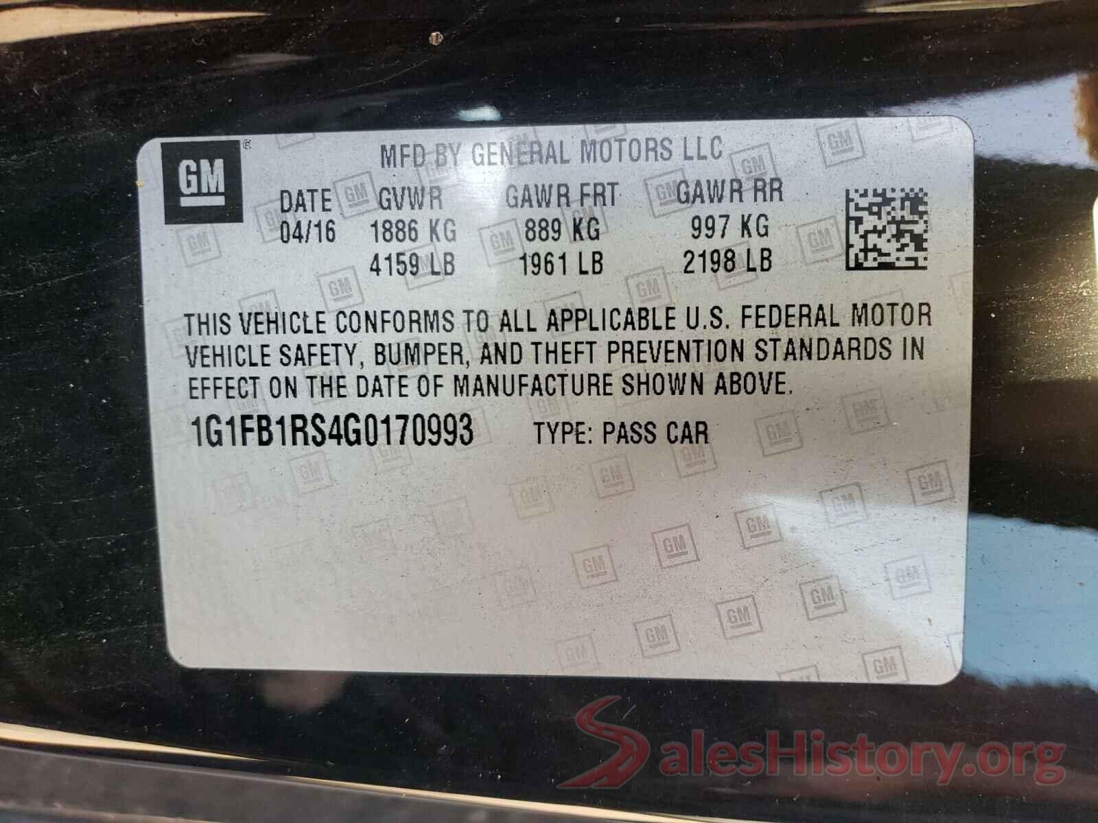 1G1FB1RS4G0170993 2016 CHEVROLET CAMARO