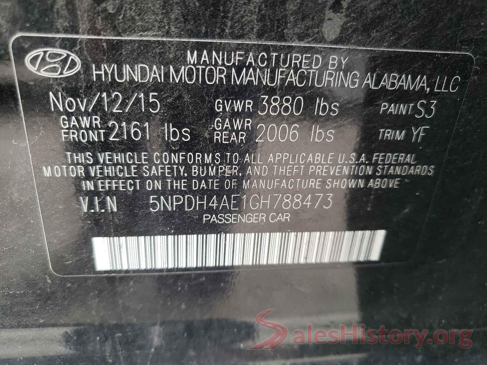 5NPDH4AE1GH788473 2016 HYUNDAI ELANTRA