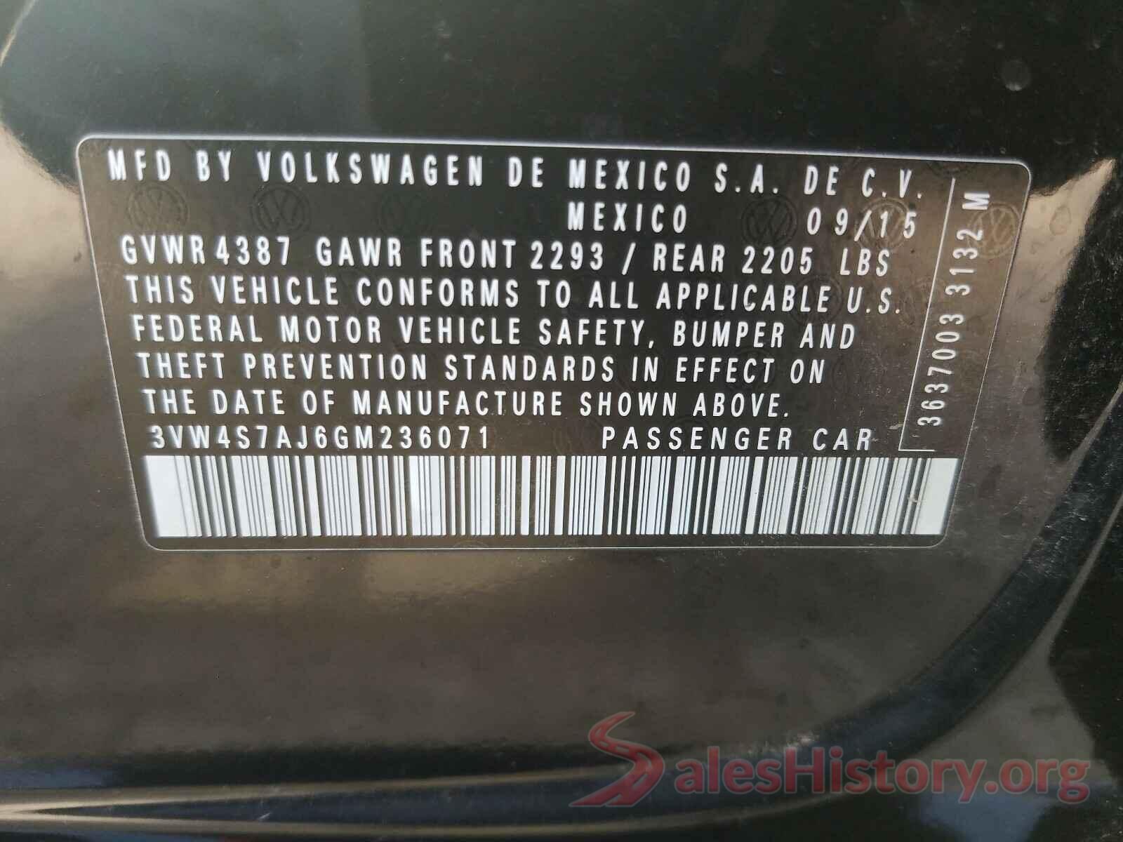 3VW4S7AJ6GM236071 2016 VOLKSWAGEN JETTA