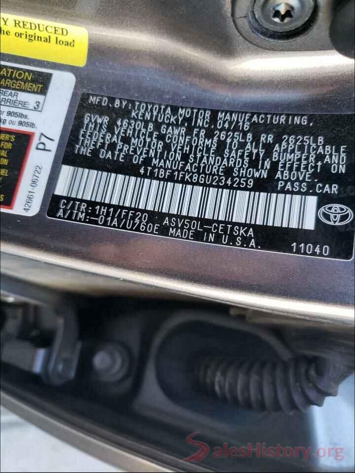 4T1BF1FK8GU234259 2016 TOYOTA CAMRY