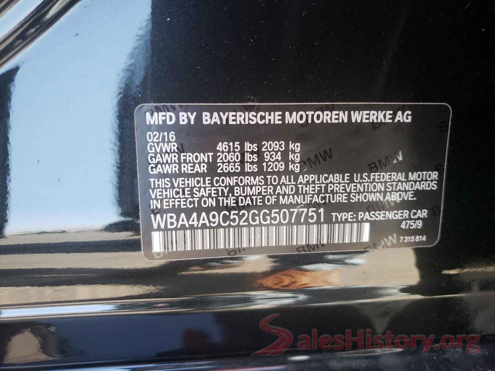 WBA4A9C52GG507751 2016 BMW 4 SERIES