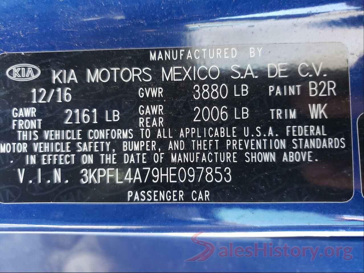 3KPFL4A79HE097853 2017 KIA FORTE