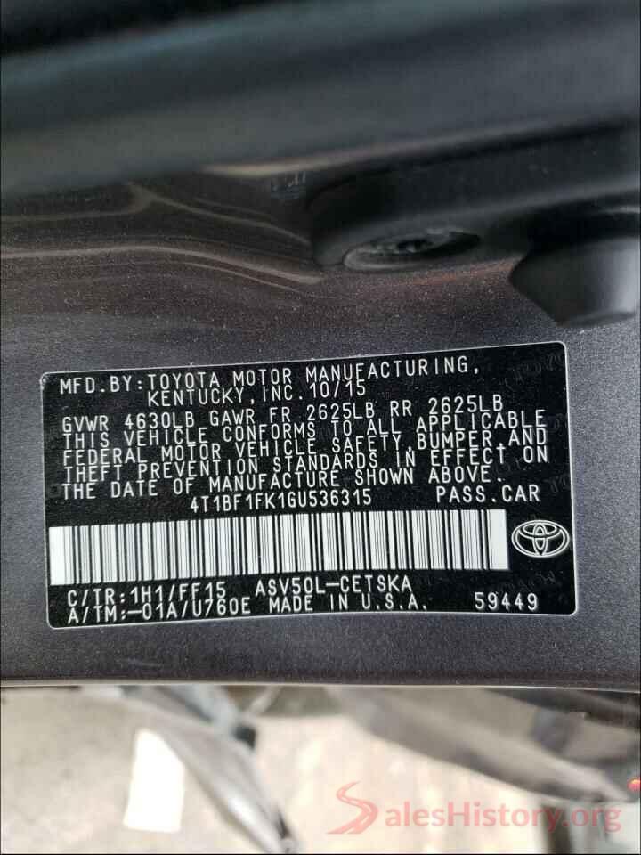 4T1BF1FK1GU536315 2016 TOYOTA CAMRY