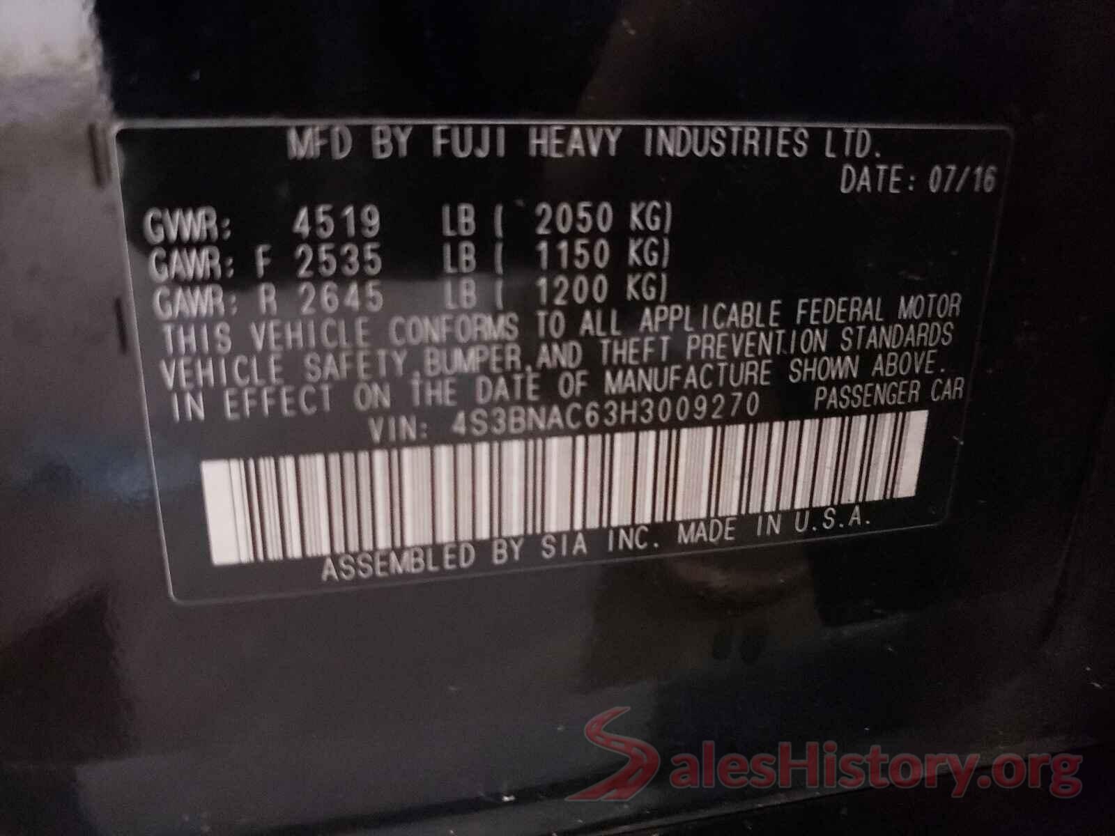 4S3BNAC63H3009270 2017 SUBARU LEGACY