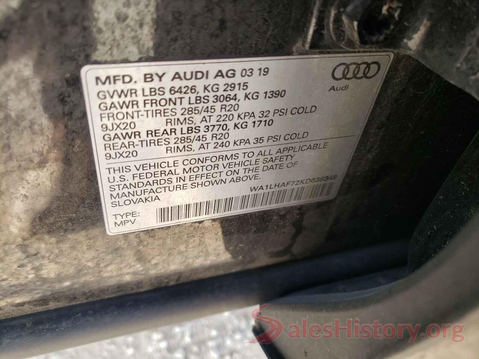 WA1LHAF72KD038349 2018 AUDI Q7