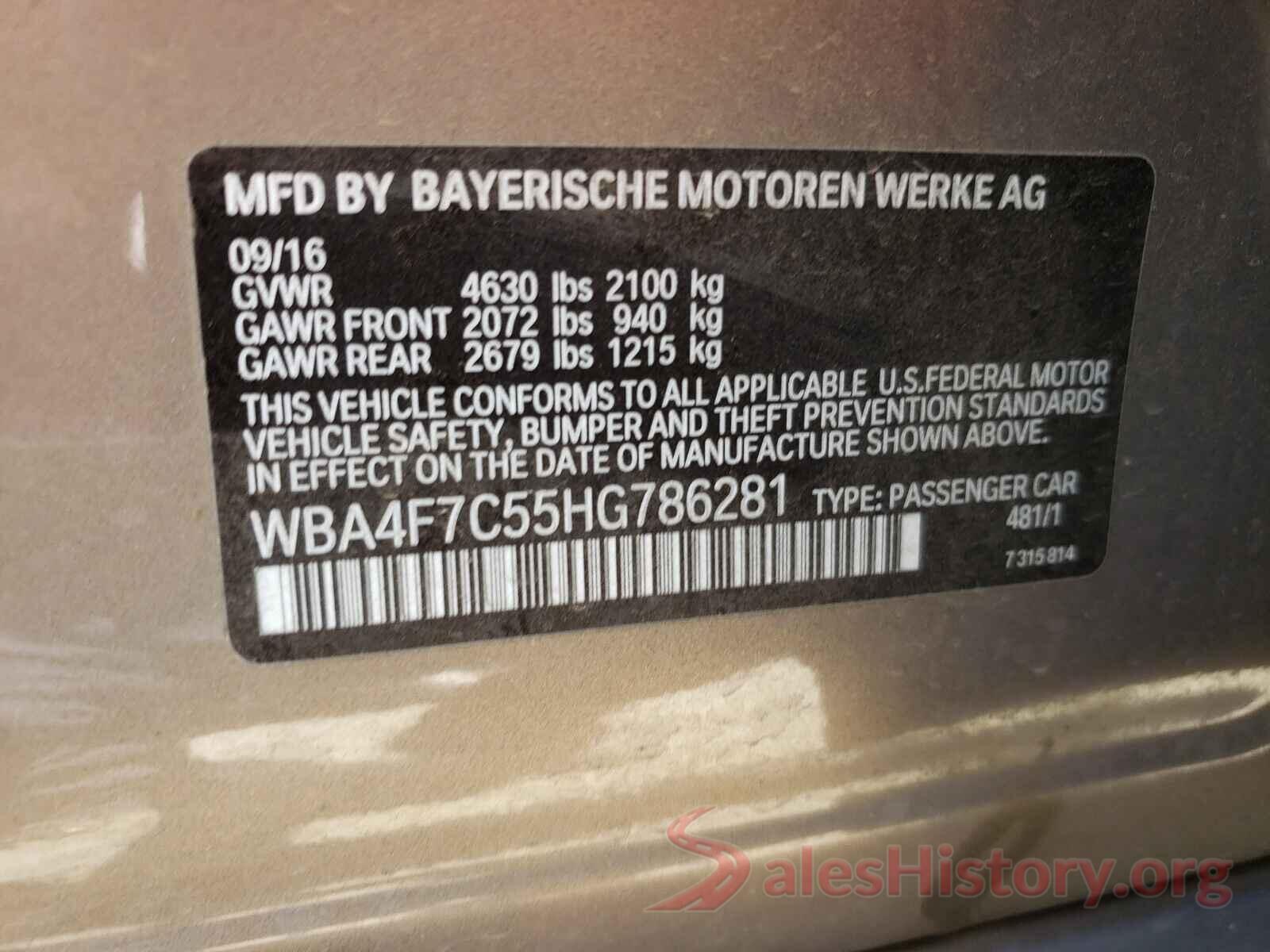 WBA4F7C55HG786281 2017 BMW 4 SERIES