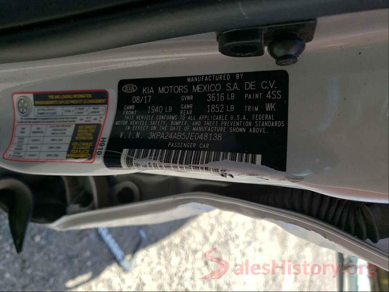 3KPA24AB5JE048138 2018 KIA RIO