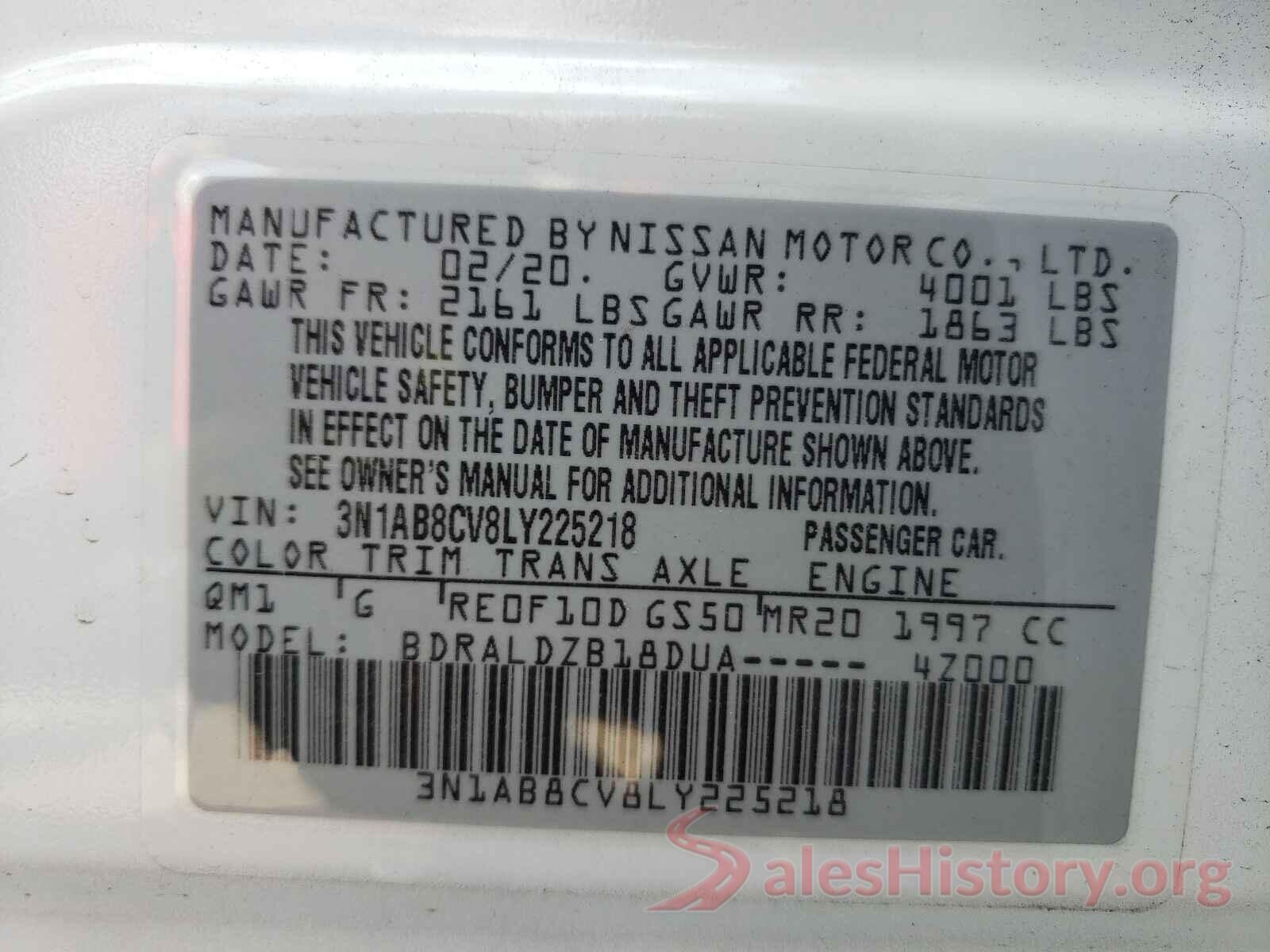 3N1AB8CV8LY225218 2020 NISSAN SENTRA