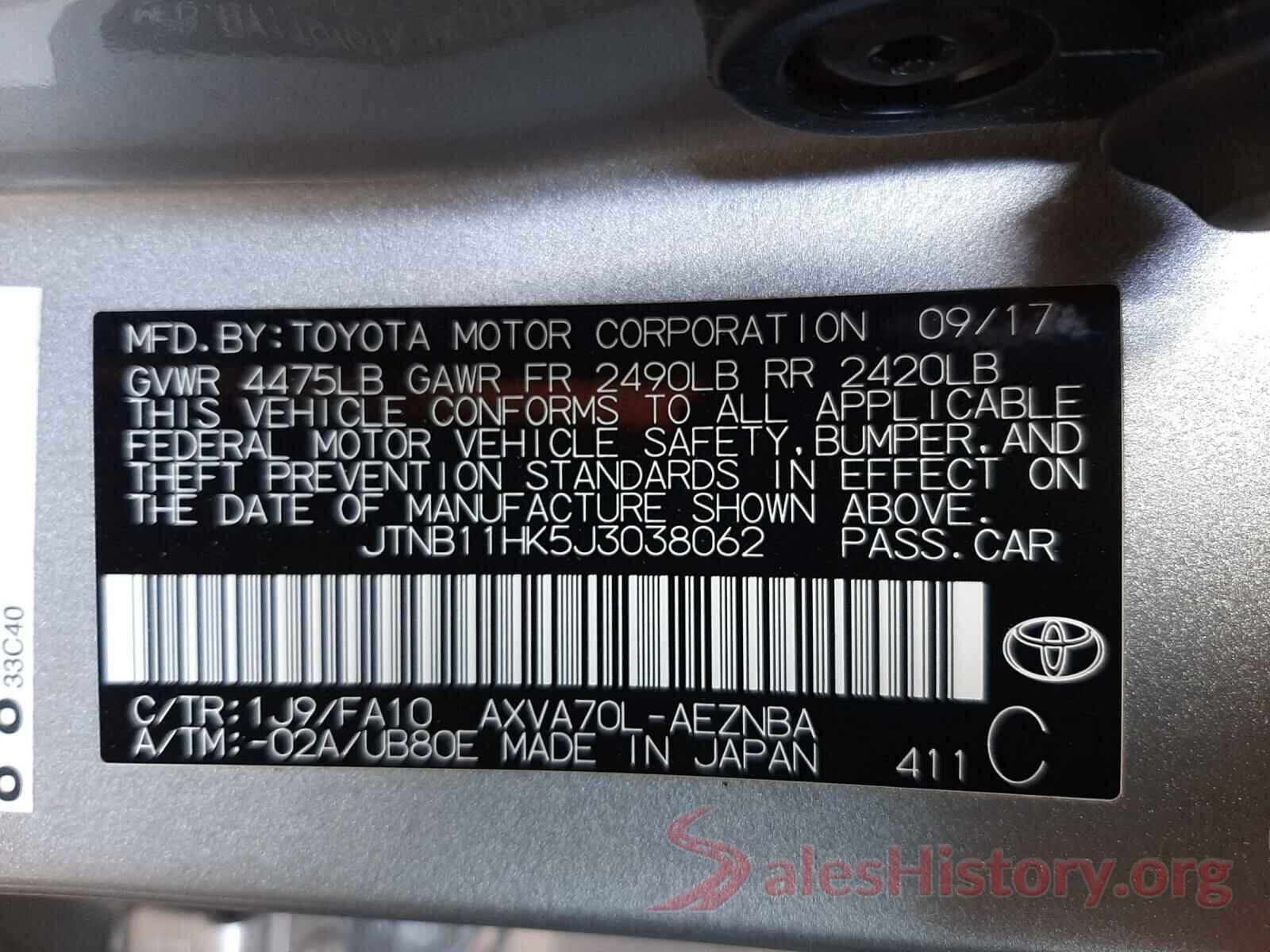 JTNB11HK5J3038062 2018 TOYOTA CAMRY