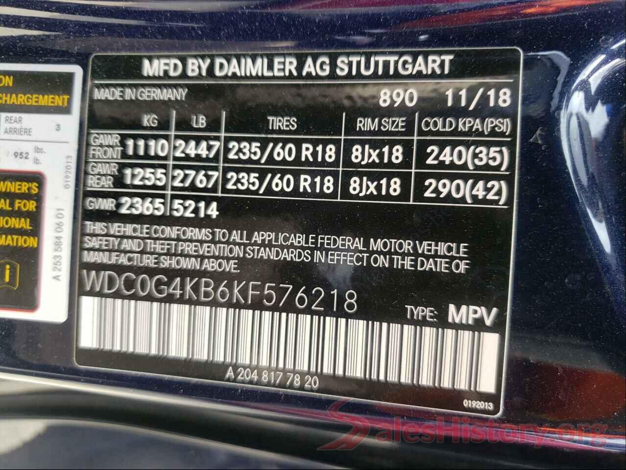 WDC0G4KB6KF576218 2019 MERCEDES-BENZ GLC-CLASS