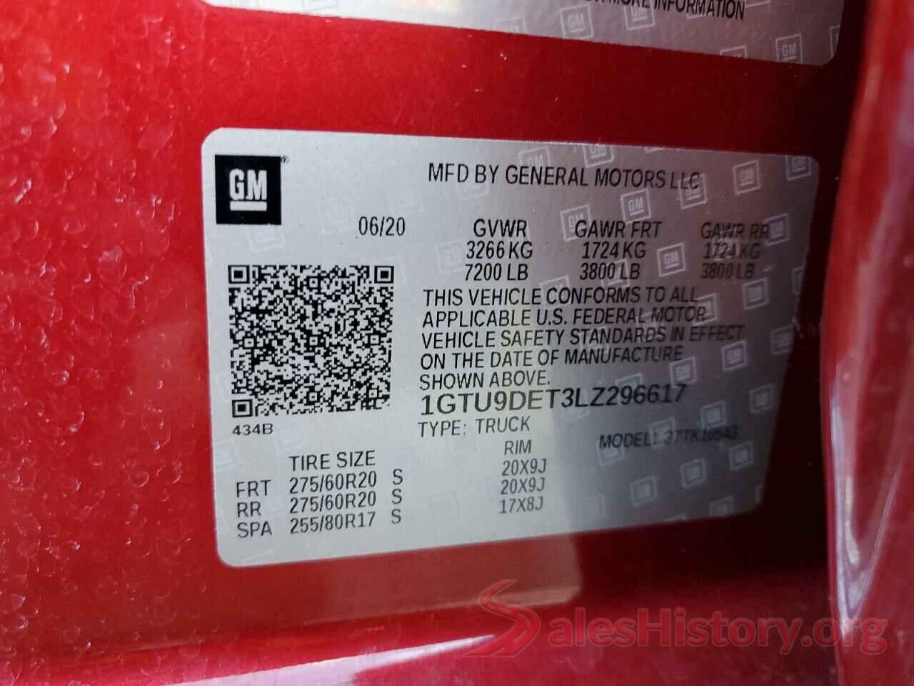 1GTU9DET3LZ296617 2020 GMC SIERRA