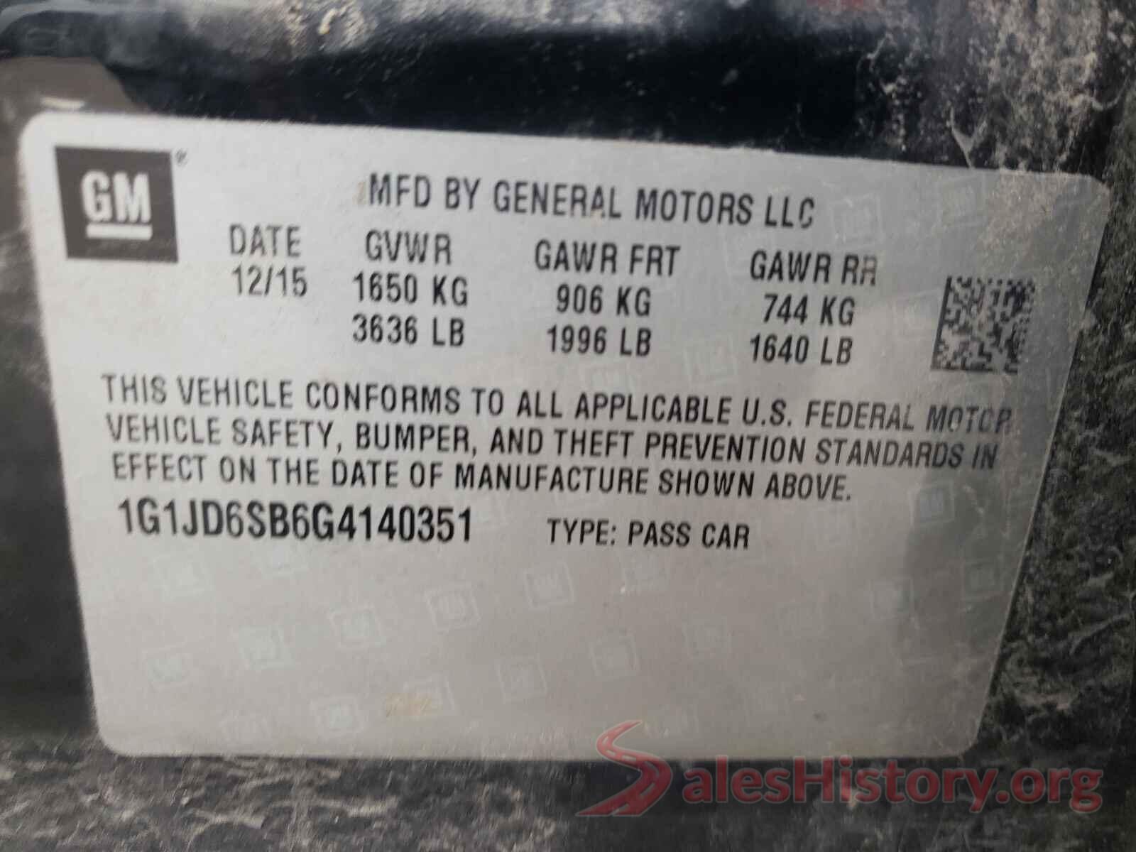 1G1JD6SB6G4140351 2016 CHEVROLET SONIC