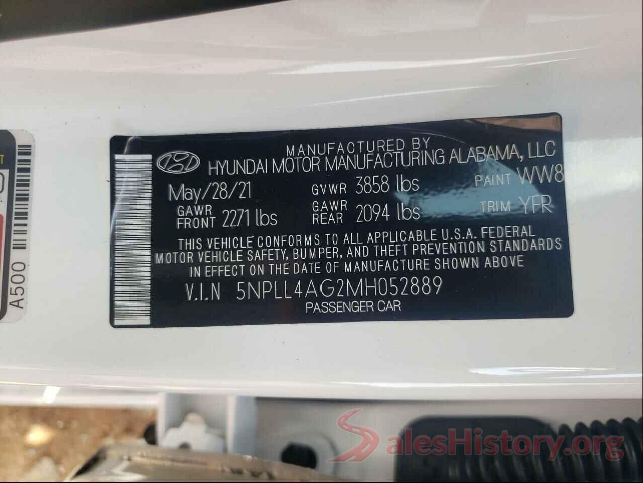 5NPLL4AG2MH052889 2021 HYUNDAI ELANTRA