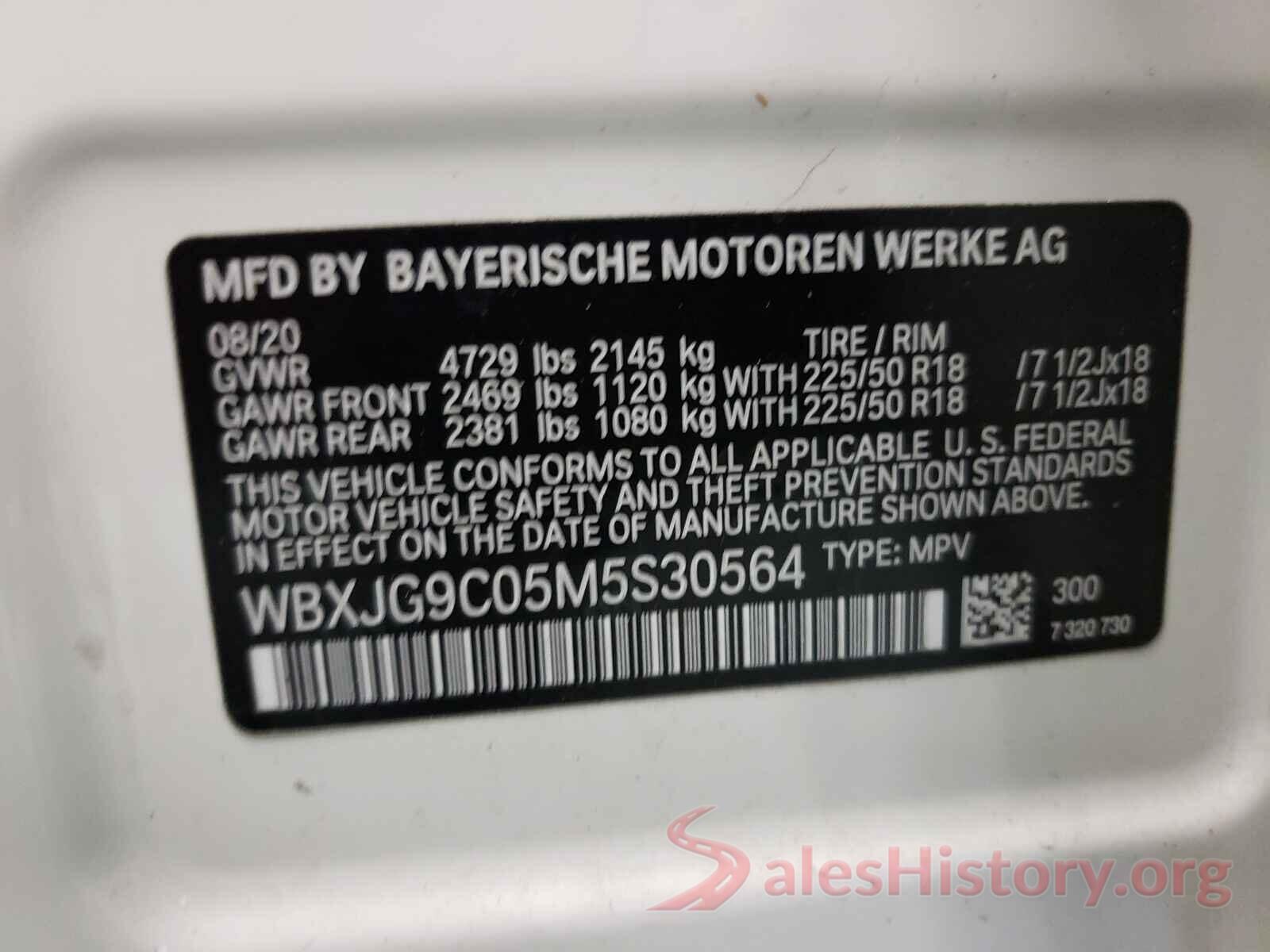 WBXJG9C05M5S30564 2021 BMW X1