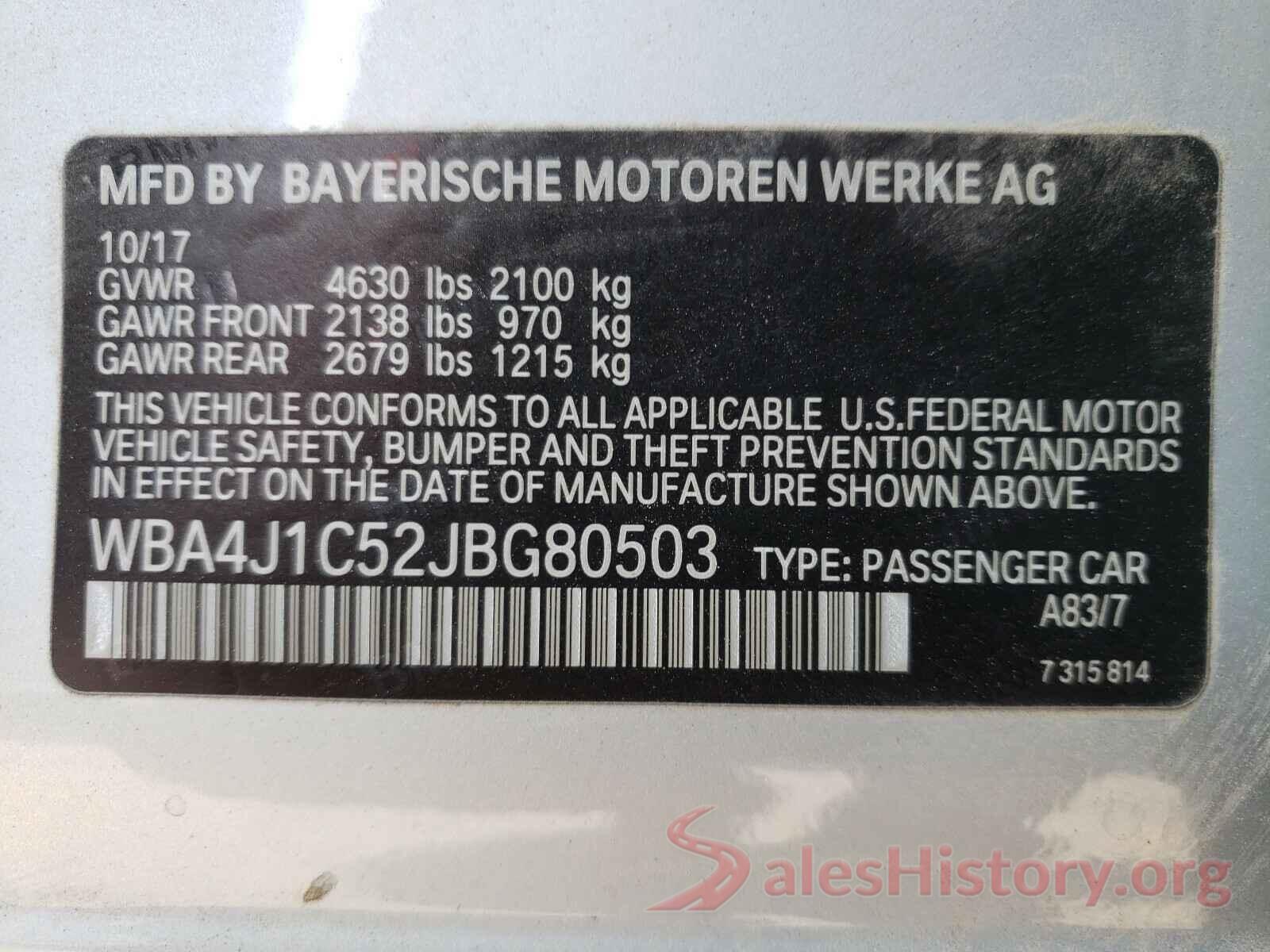 WBA4J1C52JBG80503 2018 BMW 4 SERIES