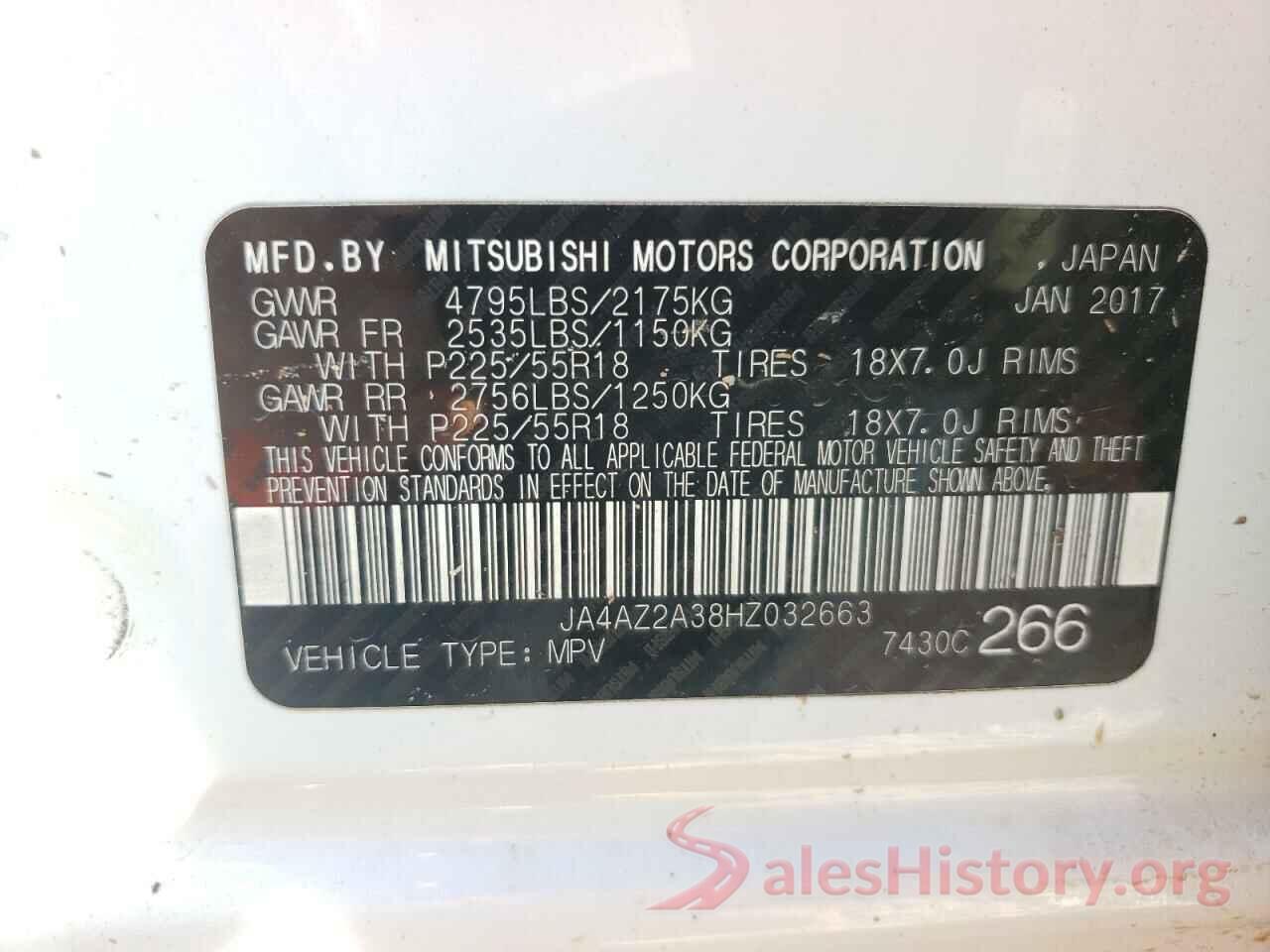 JA4AZ2A38HZ032663 2017 MITSUBISHI OUTLANDER