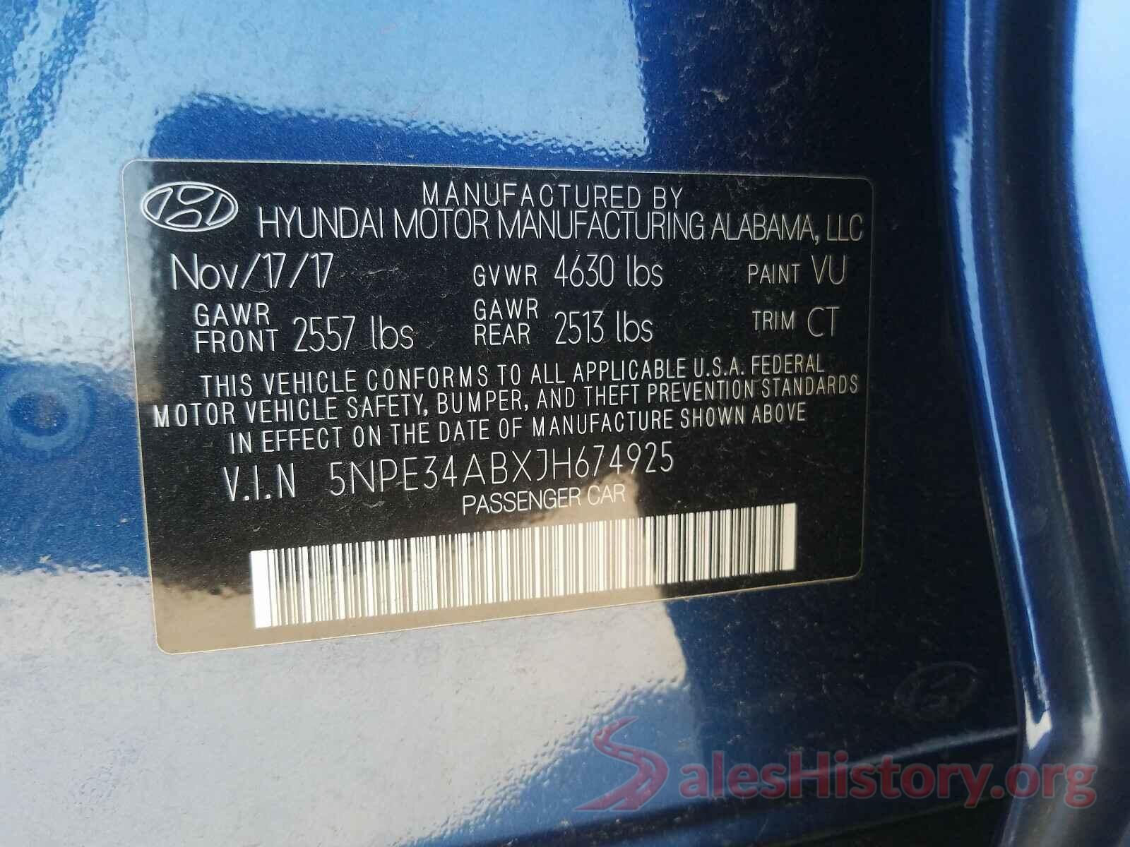 5NPE34ABXJH674925 2018 HYUNDAI SONATA