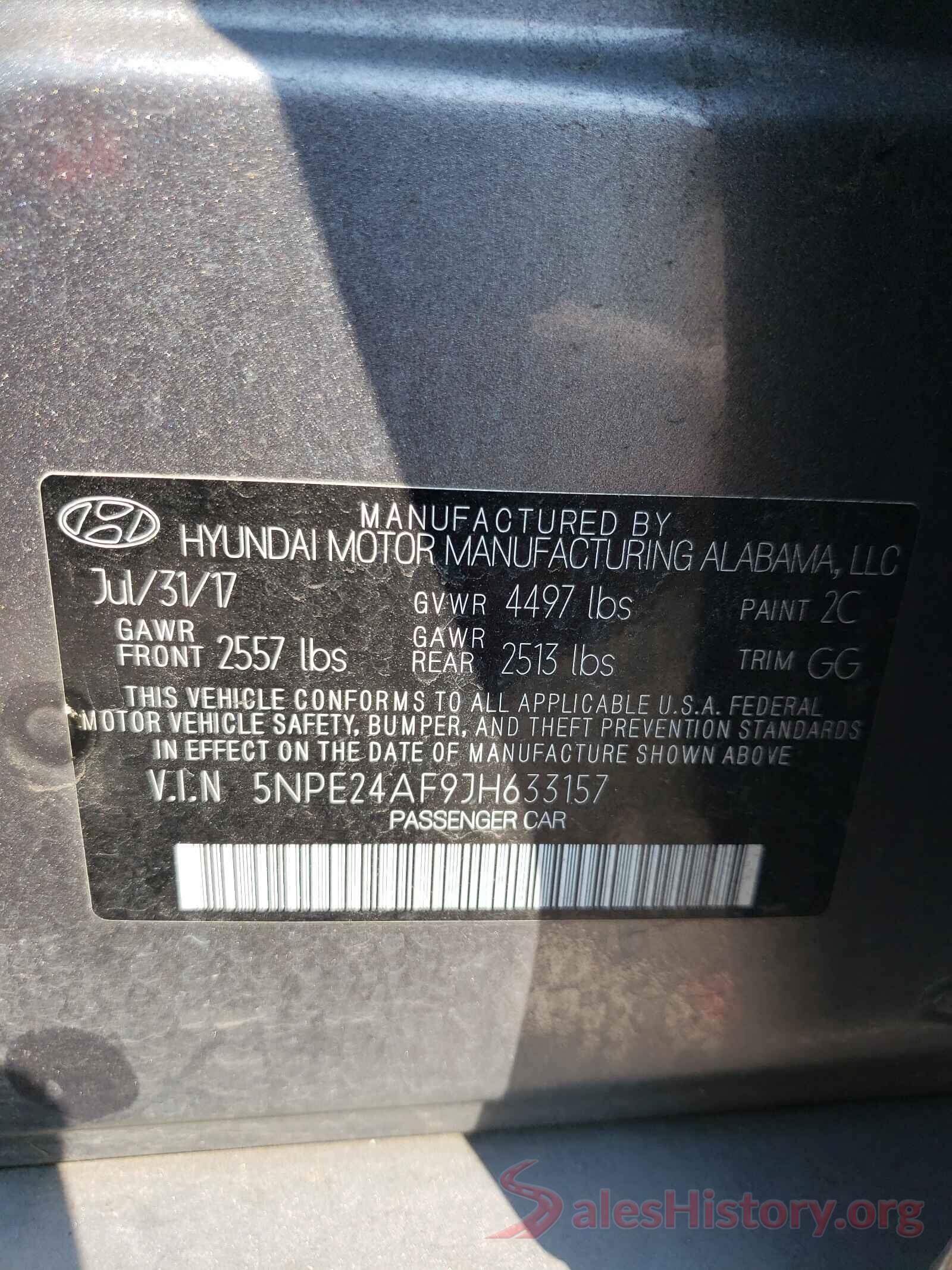 5NPE24AF9JH633157 2018 HYUNDAI SONATA