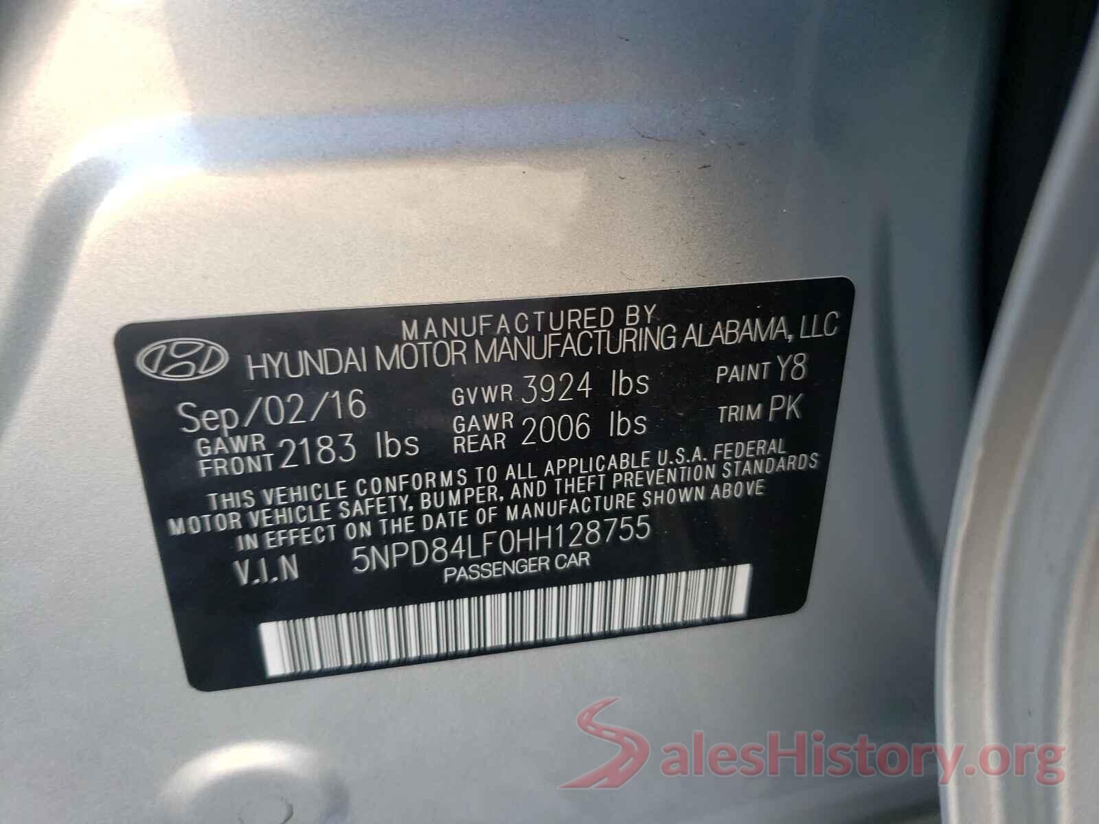 5NPD84LF0HH128755 2017 HYUNDAI ELANTRA