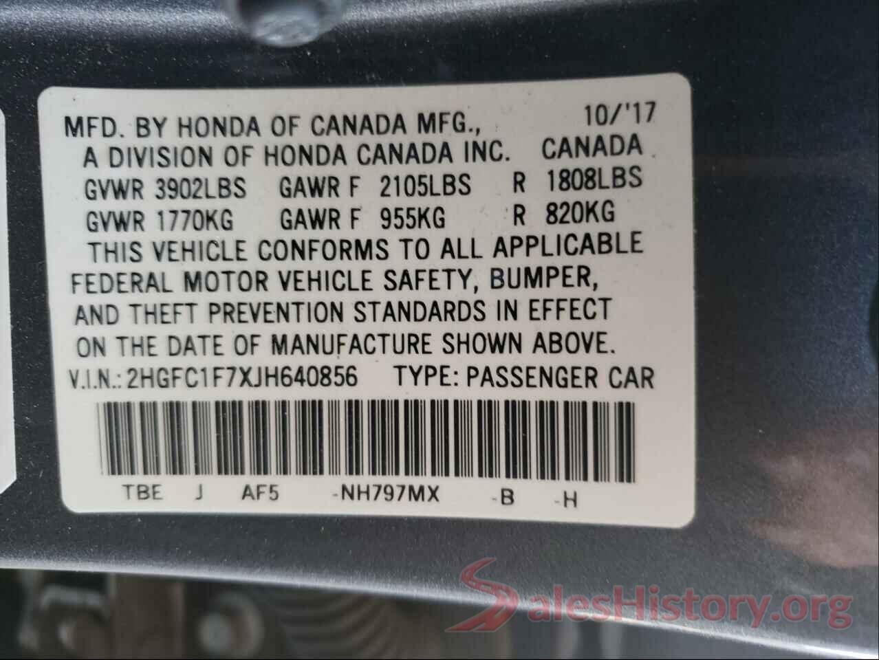 2HGFC1F7XJH640856 2018 HONDA CIVIC