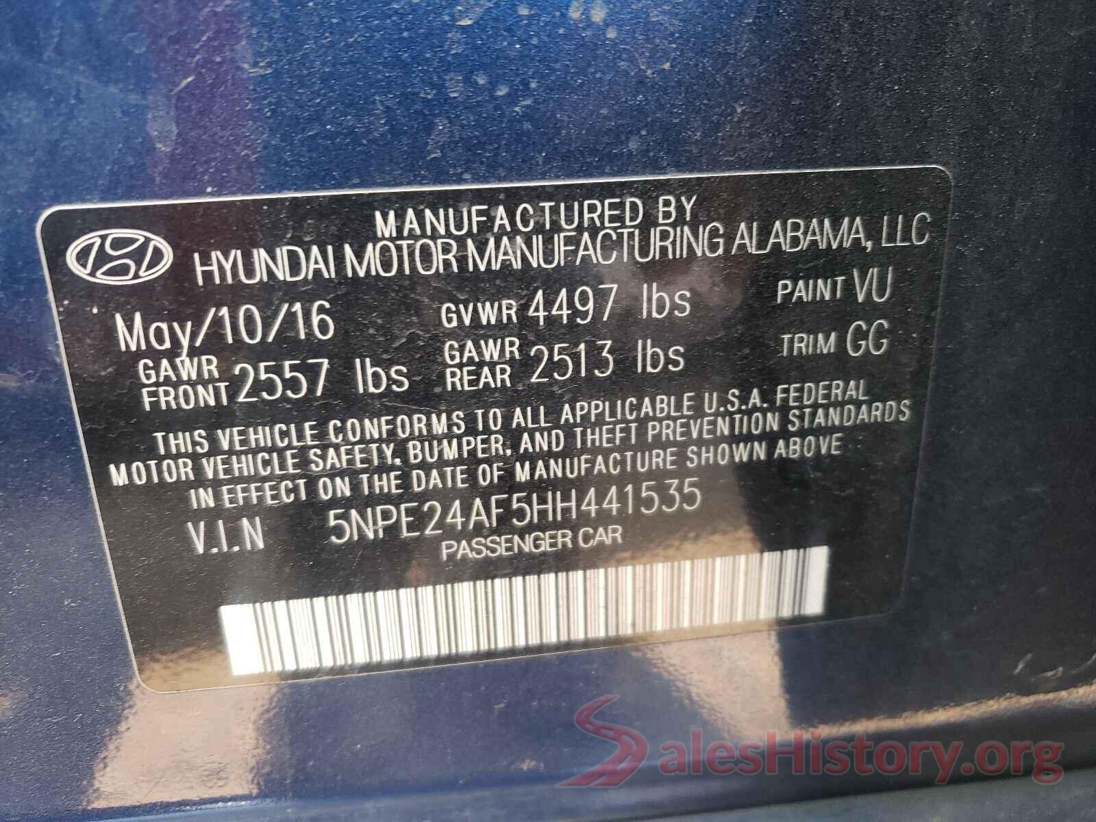 5NPE24AF5HH441535 2017 HYUNDAI SONATA