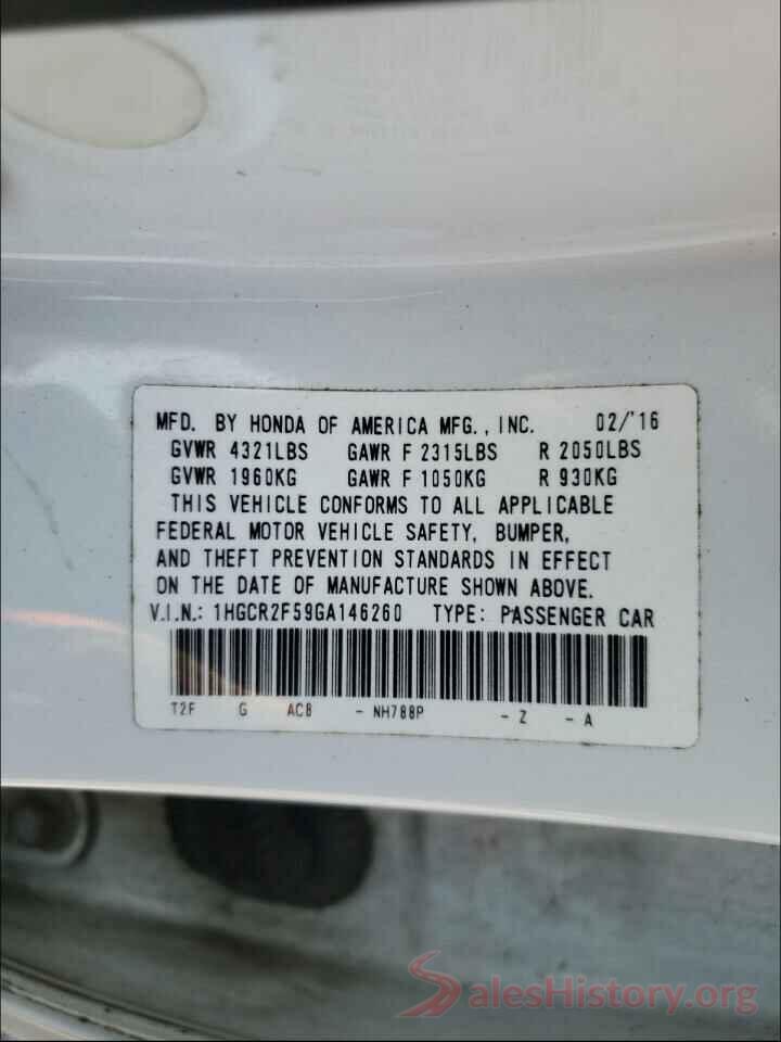 1HGCR2F59GA146260 2016 HONDA ACCORD