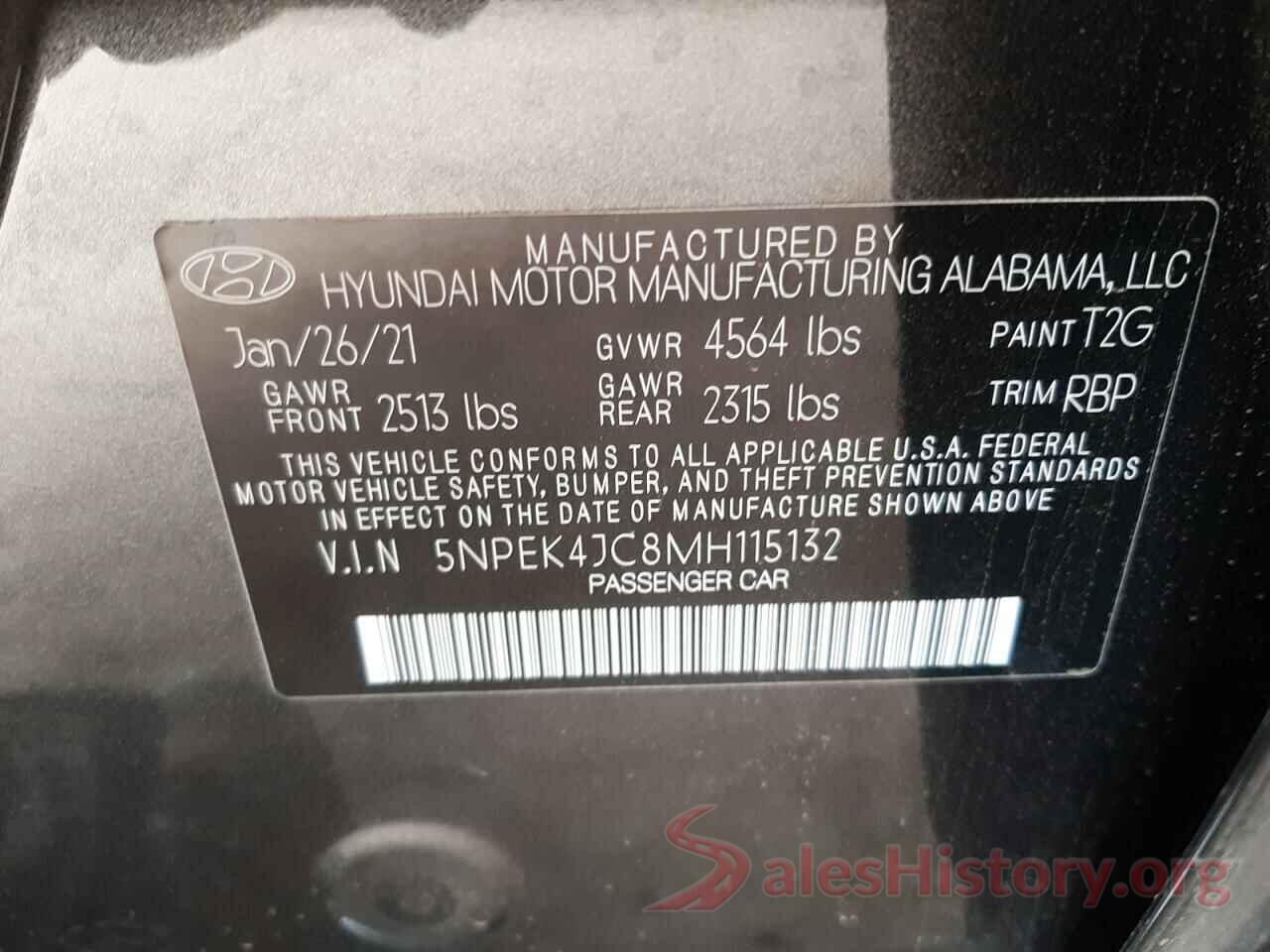 5NPEK4JC8MH115132 2021 HYUNDAI SONATA