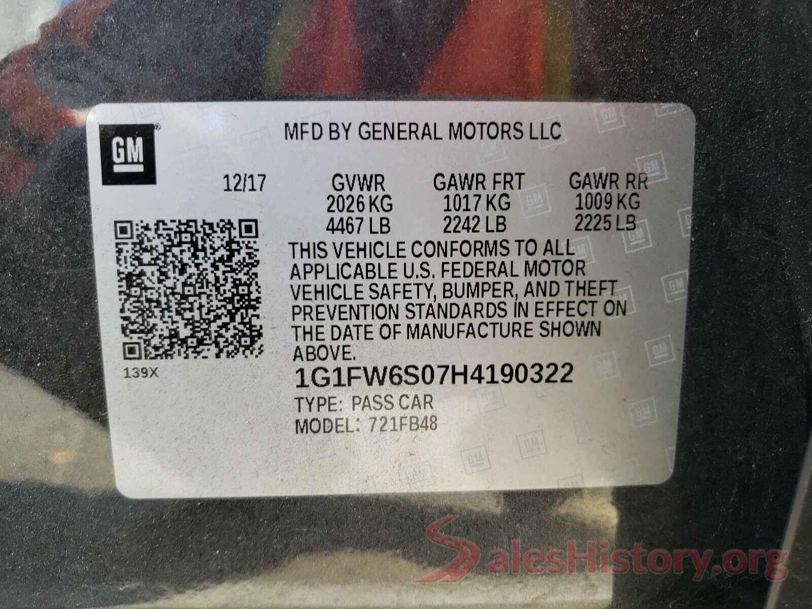 1G1FW6S07H4190322 2017 CHEVROLET BOLT