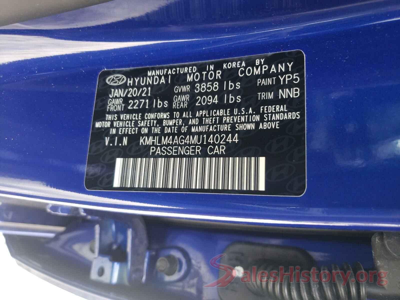 KMHLM4AG4MU140244 2021 HYUNDAI ELANTRA