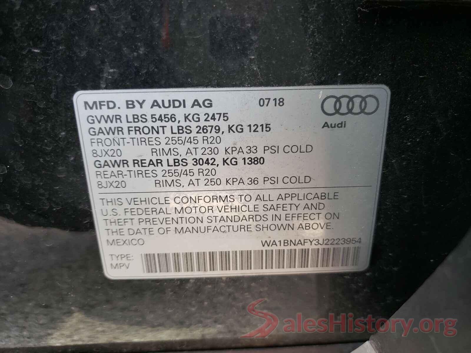 WA1BNAFY3J2223954 2018 AUDI Q5