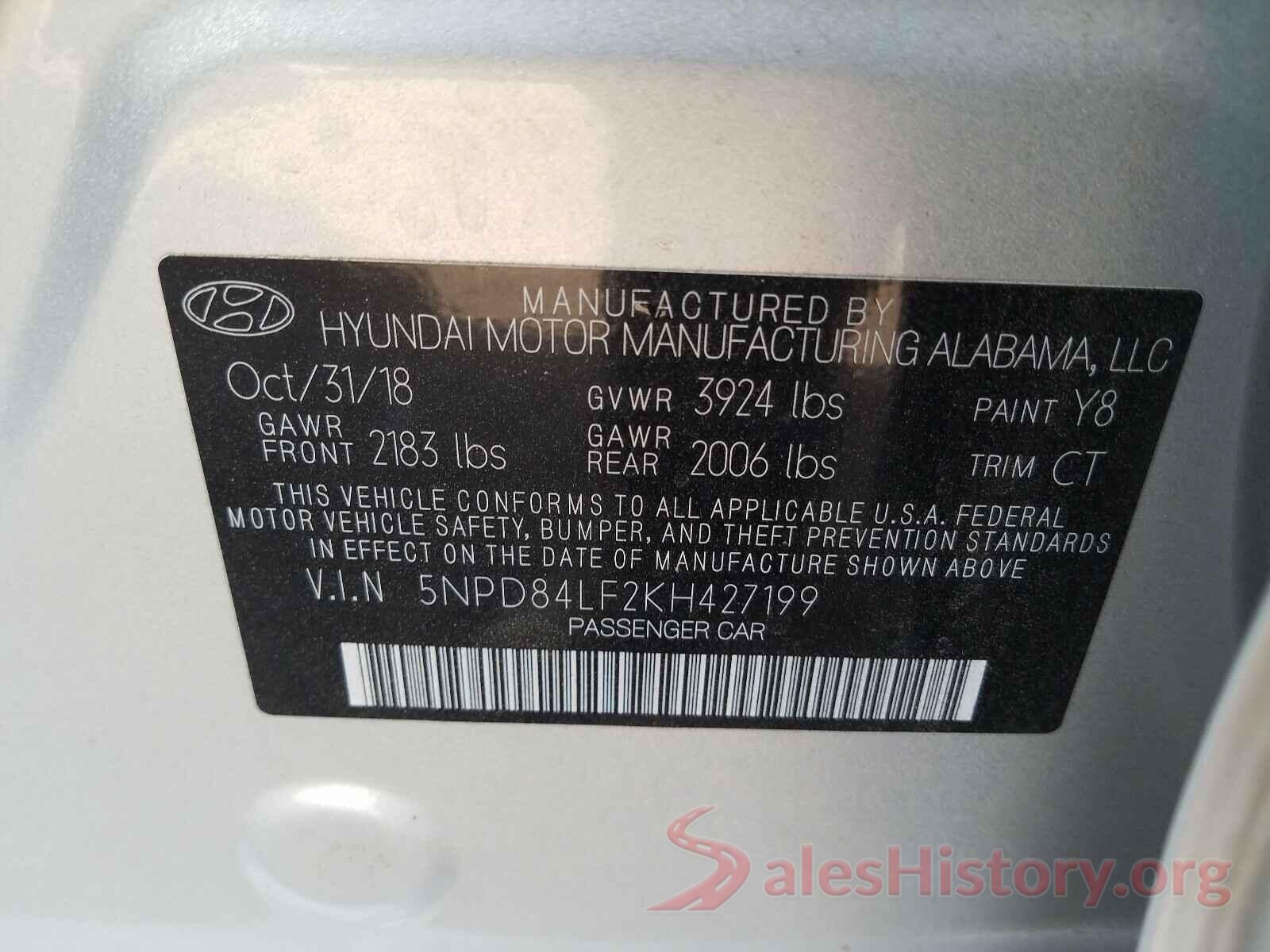 5NPD84LF2KH427199 2019 HYUNDAI ELANTRA