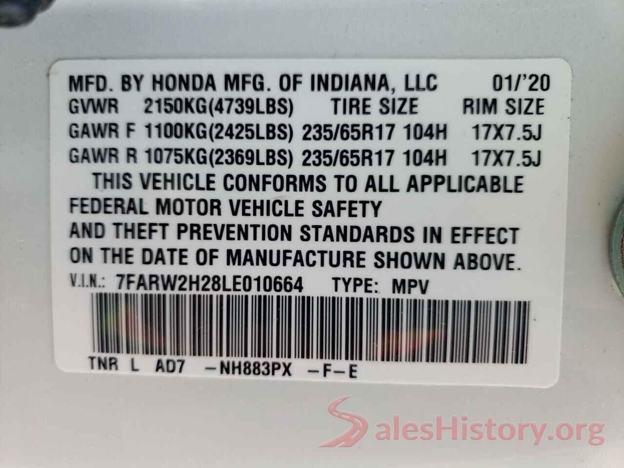 7FARW2H28LE010664 2020 HONDA CRV