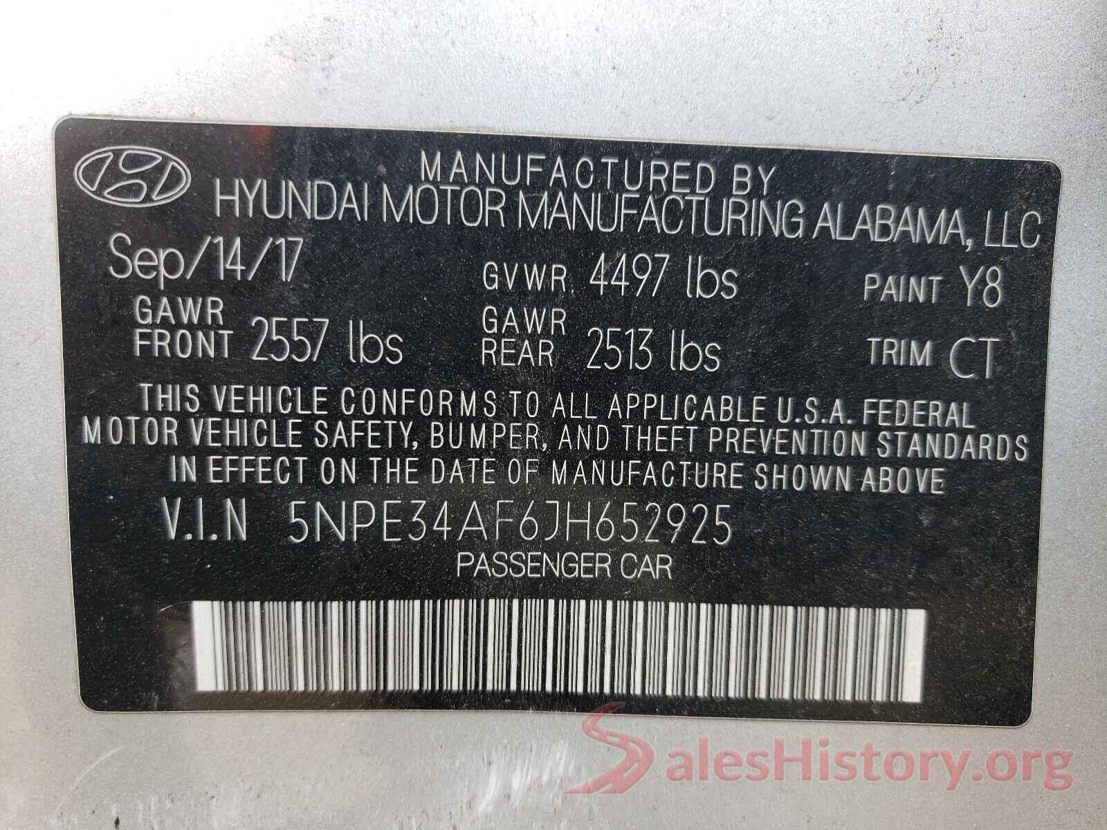 5NPE34AF6JH652925 2018 HYUNDAI SONATA