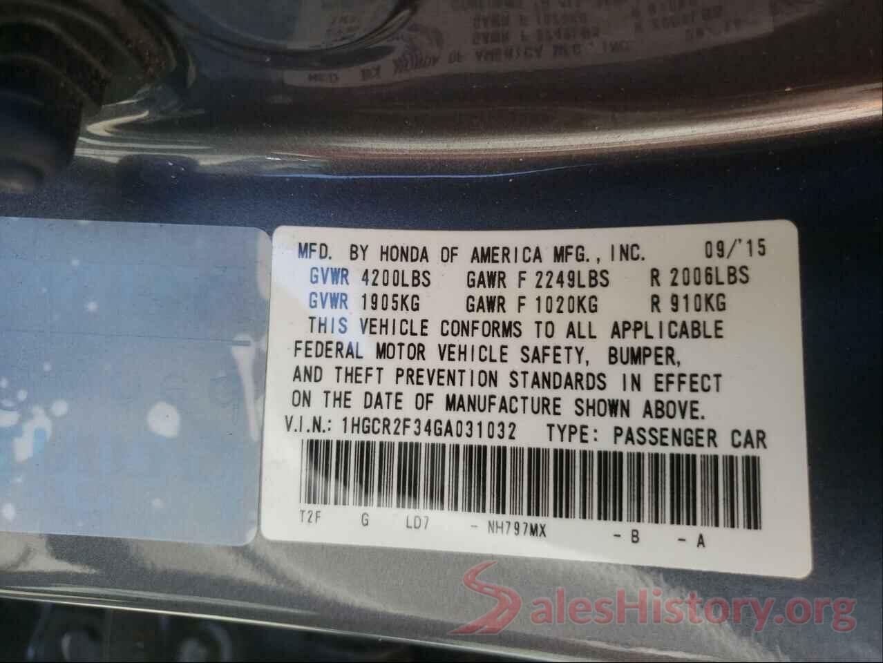 1HGCR2F34GA031032 2016 HONDA ACCORD