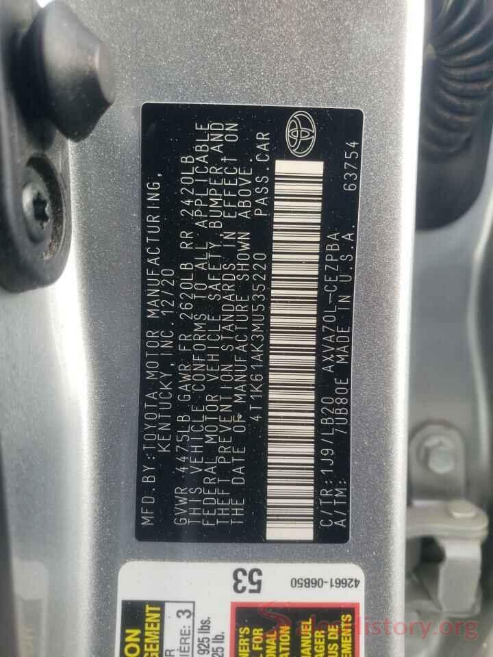 4T1K61AK3MU535220 2021 TOYOTA CAMRY